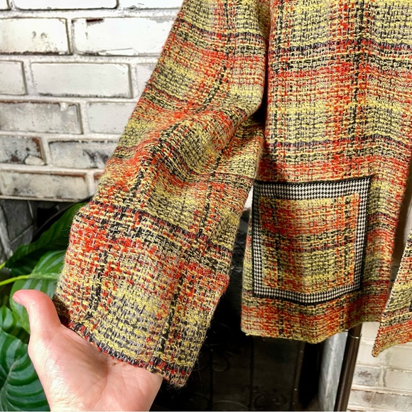 Vintage Harve Benard Plaid Tweed Unique Multi Houndstooth Longsleeve Blazer - Picture 4 of 10